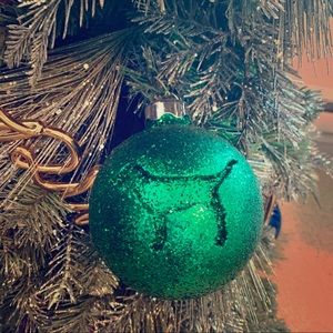 PINK store prop Green pink dog glitter ornament